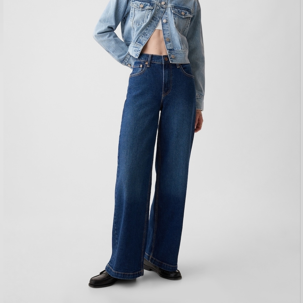 High Rise Stride Wide-Leg Jeans, Size 28